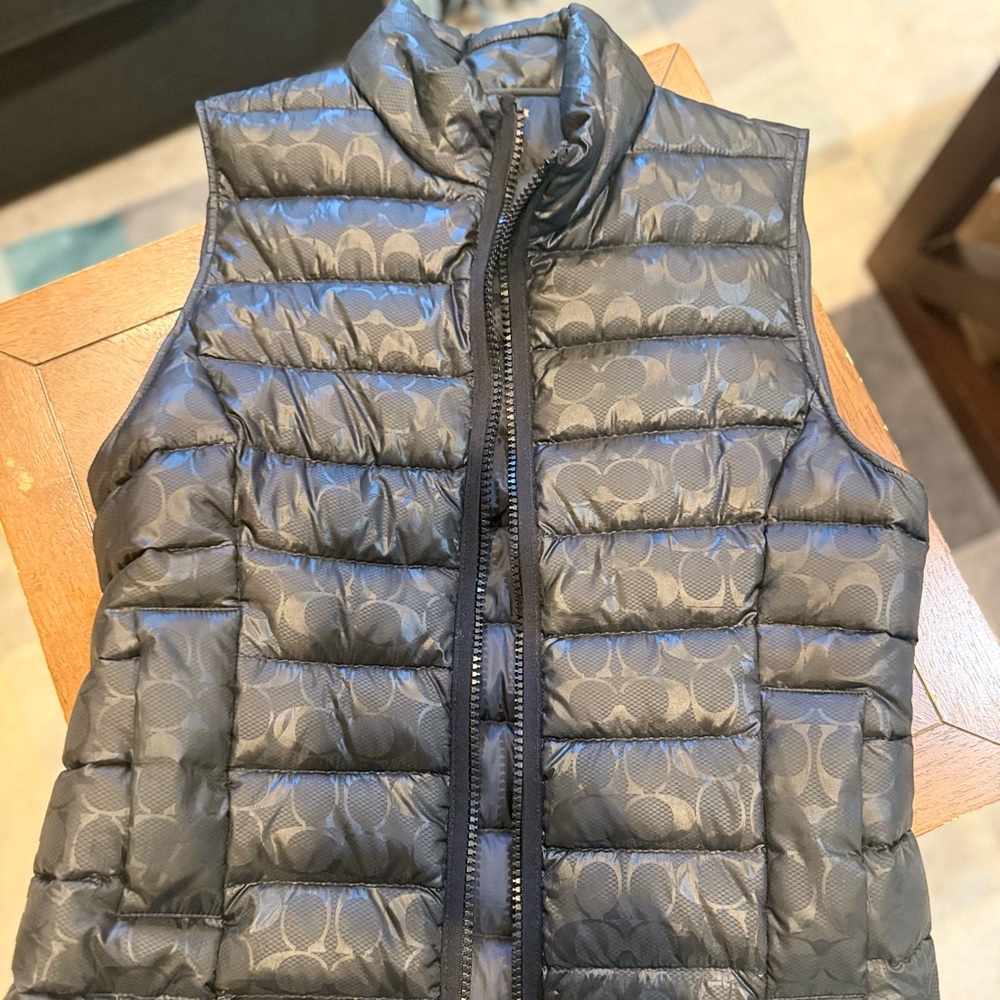 Coach Black Puffer Vest with Logo